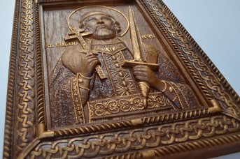 Икона Святой благоверный князь Игорь Черниговский вид слева вблизи