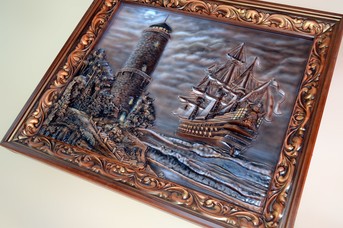 Картина Корабль у маяка вид сбоку